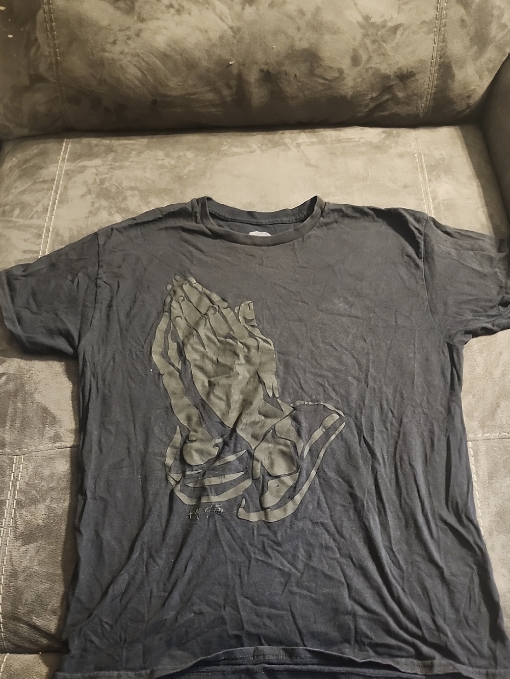 Ring of Fire Black Short-Sleeve Tee with Prayer Hands Graphic